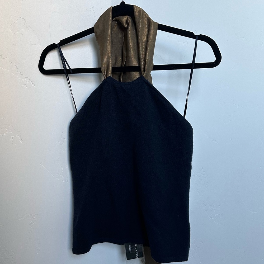 Navy Ralph Lauren Halter Top (Cashmere Mix) - Picture 2 of 4